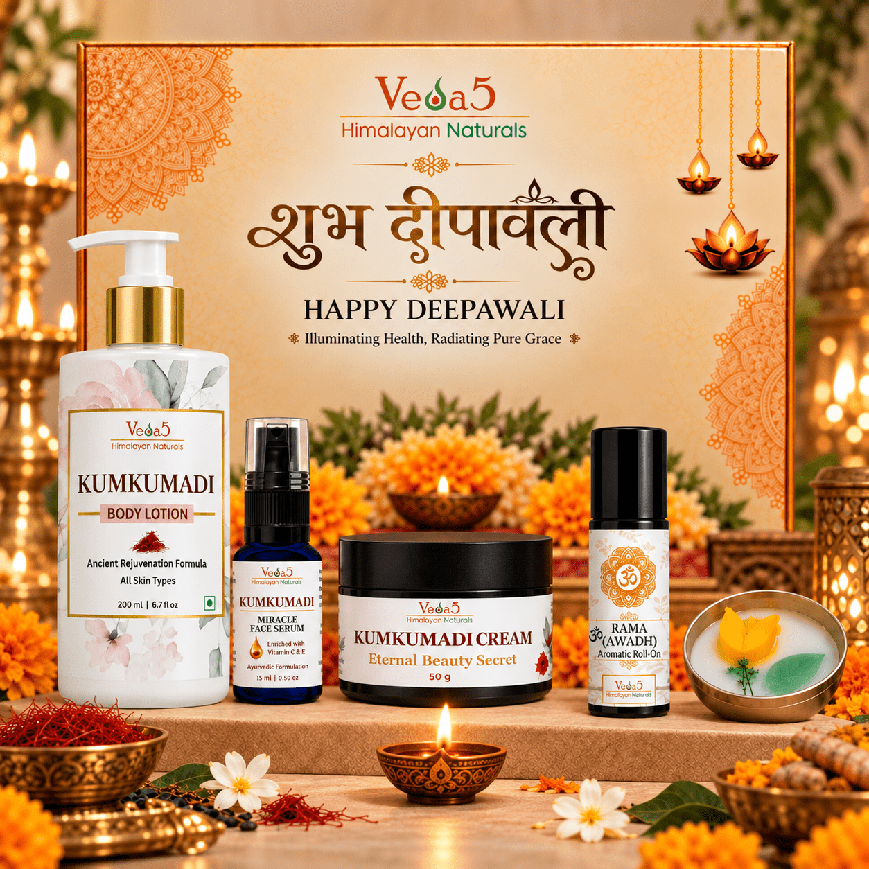 kumkumadi diwali hamper The Kumkumadi Ritual – Ayurvedic Skincare & Wellness Hamper - Image 1